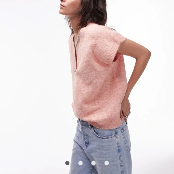 NWT Topshop Blush Knit V-Neck Vest in Pink - Picture 6 of 11